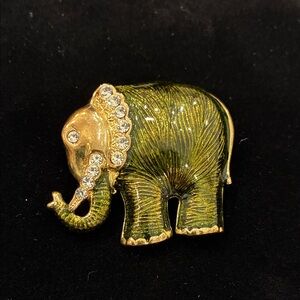 Monet  Green Enamel Elephant